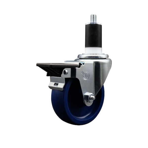 4'' Solid Poly Swivel 1-1/2'' Expanding Stem Caster with Brake